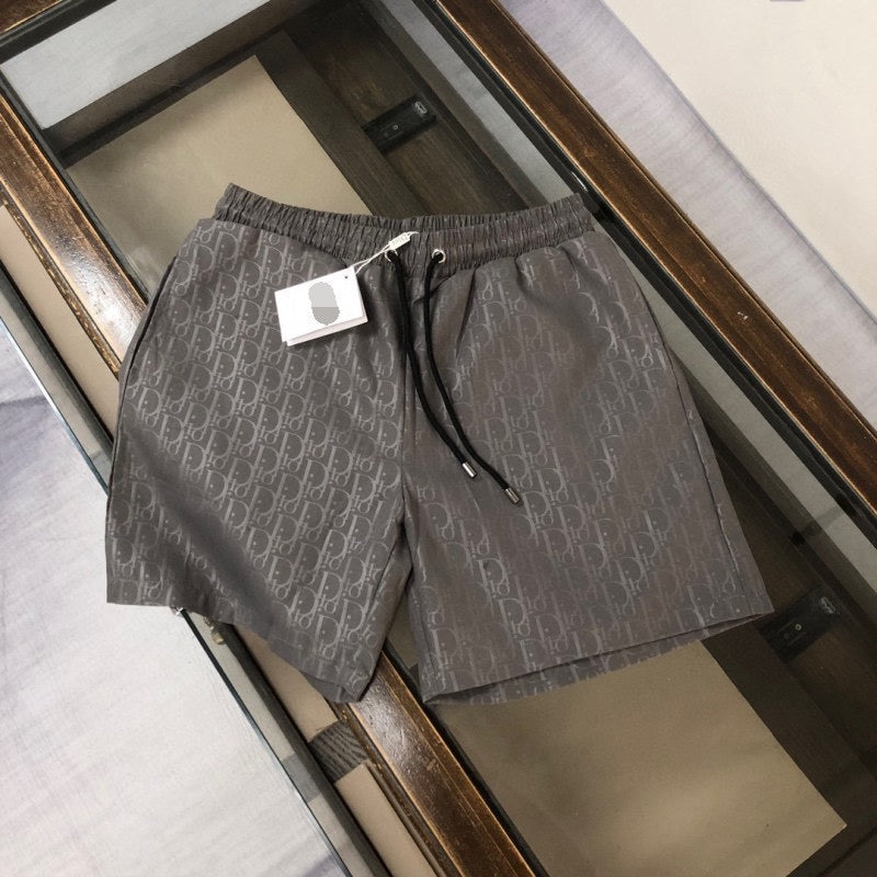 【#A499】All-Over Subtle Print Drawstring 5 Inch Shorts For Men, Lightweight Quick Dry Loose Casual Beach Sports Pants