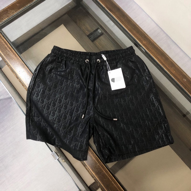 【#A499】All-Over Subtle Print Drawstring 5 Inch Shorts For Men, Lightweight Quick Dry Loose Casual Beach Sports Pants