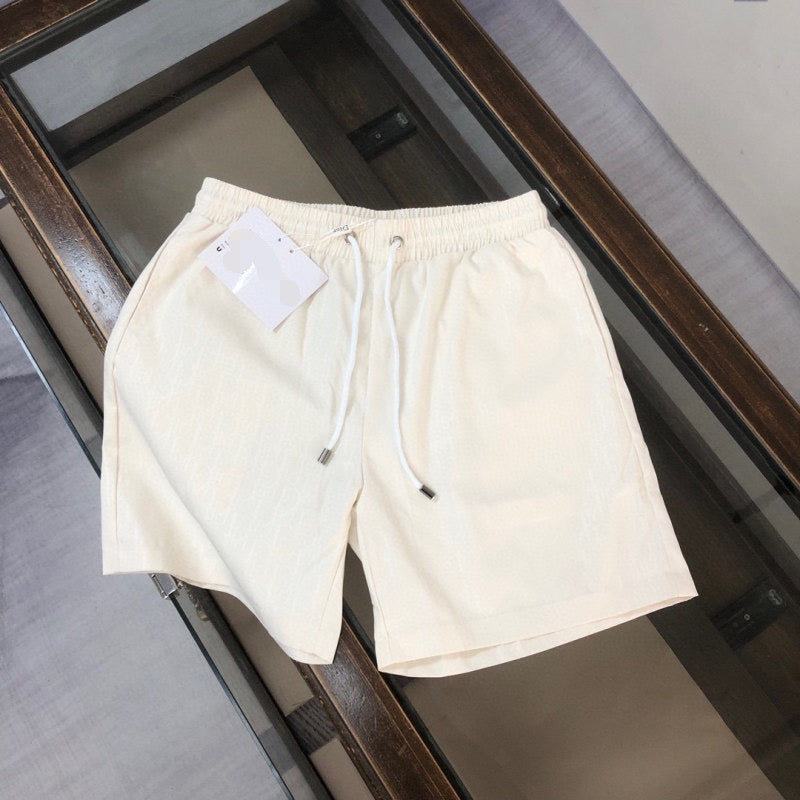 【#A499】All-Over Subtle Print Drawstring 5 Inch Shorts For Men, Lightweight Quick Dry Loose Casual Beach Sports Pants