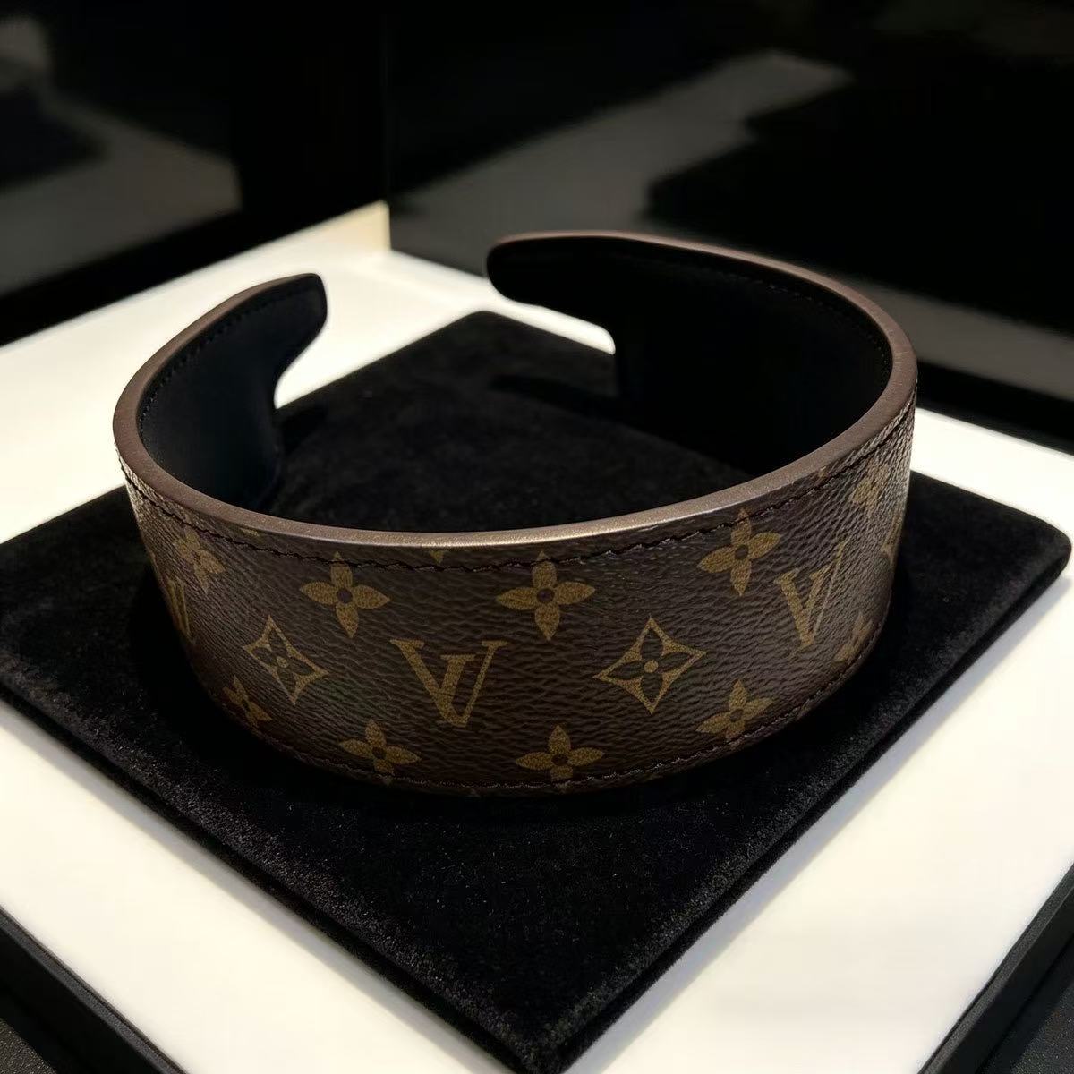 【#A500】Vintage Floral Print Wide Leather Headband For Women, Non-Slip Styling Hair Band