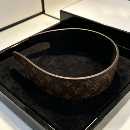 【#A500】Vintage Floral Print Wide Leather Headband For Women, Non-Slip Styling Hair Band