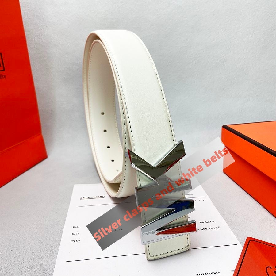 【#A502】3D Letter Metal Pin Buckle Men Solid Leather Belt, Versatile Wide Strap For Business & Daily Wear