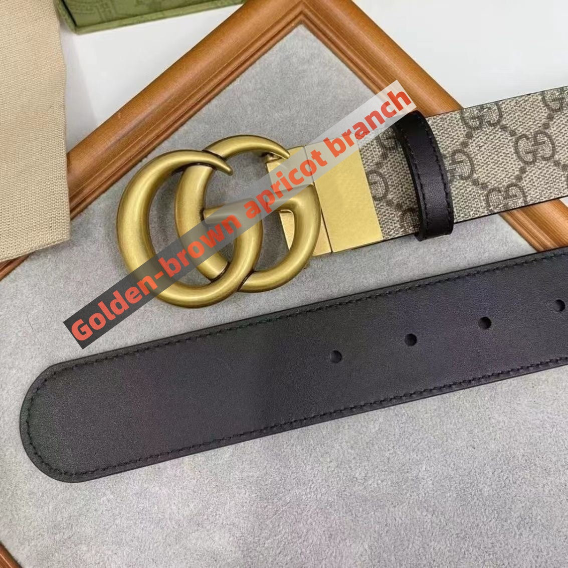 【#A510】Vintage All Over Print Double Loop Metal Buckle Wide Belt For Men & Women