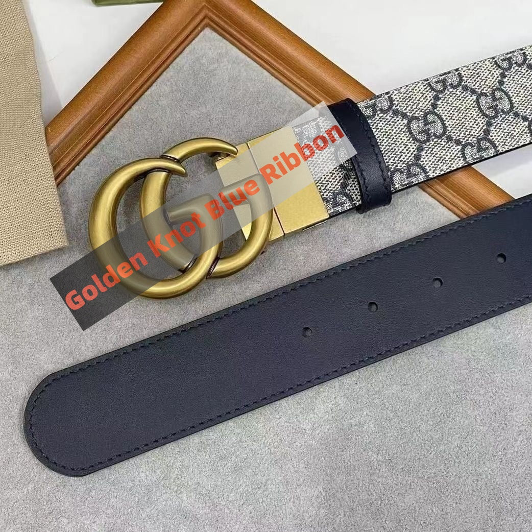 【#A510】Vintage All Over Print Double Loop Metal Buckle Wide Belt For Men & Women