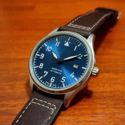 【#A514】Vintage Pilot Automatic Mechanical Watch For Men, Luminous Dial Genuine Leather Wristwatch