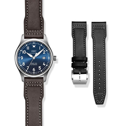 【#A514】Vintage Pilot Automatic Mechanical Watch For Men, Luminous Dial Genuine Leather Wristwatch