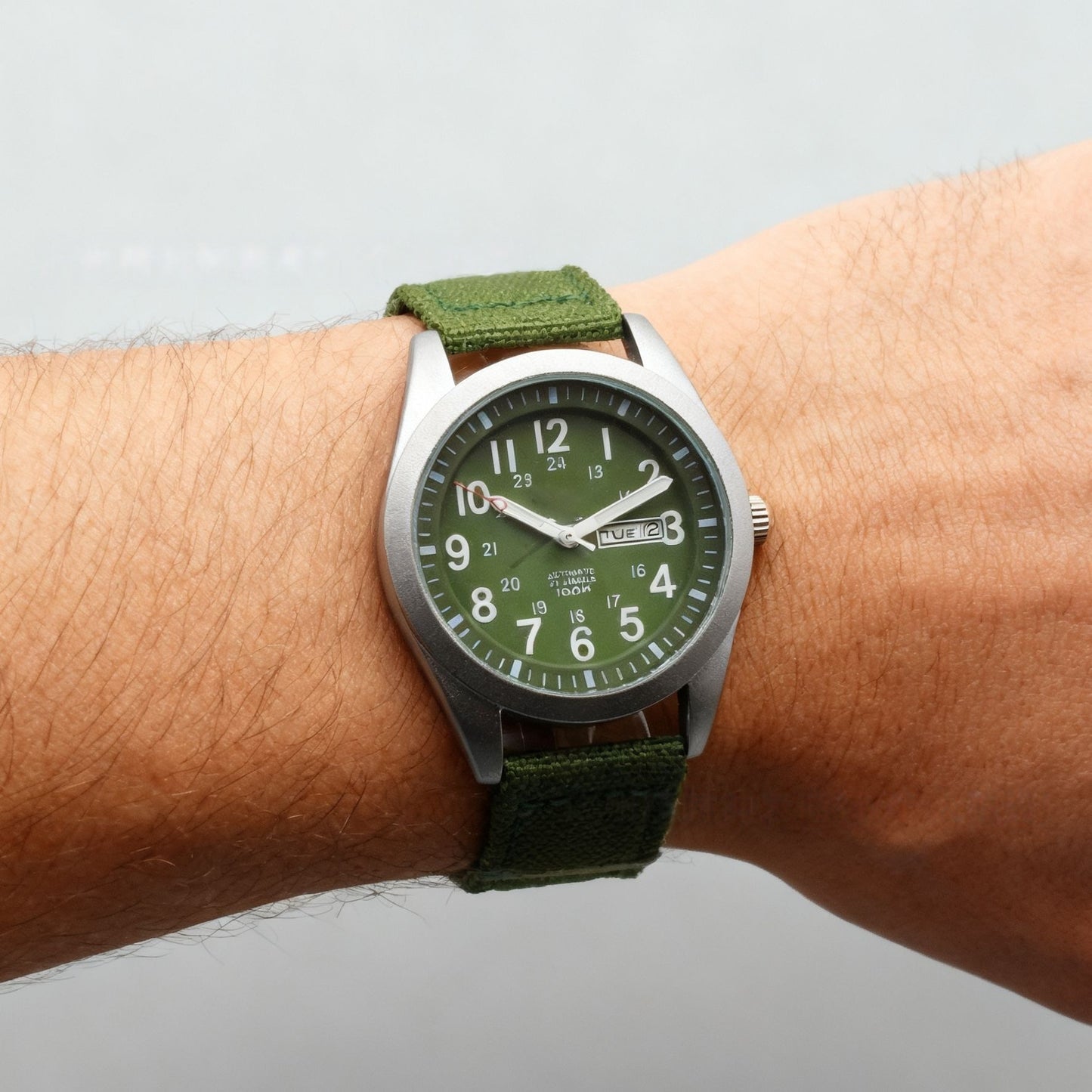【#A515】Outdoor Pilot Automatic Watch For Men, Day Date Luminous Nylon Canvas Strap Wristwatch