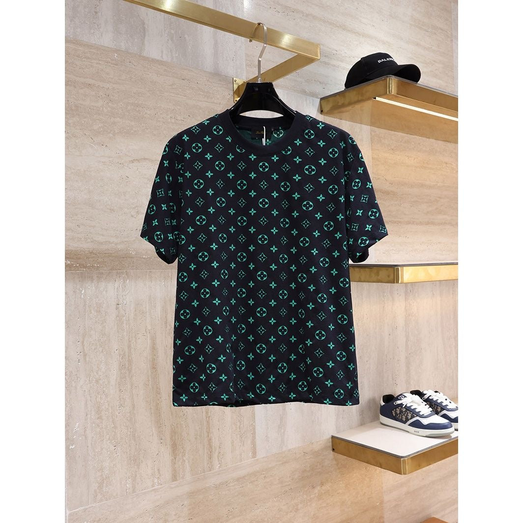 【#A524】Color Tone All Over Print Crew Neck T-Shirt, Multi Color Loose Breathable Casual Men's Short Sleeve Top