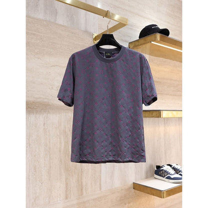 【#A524】Color Tone All Over Print Crew Neck T-Shirt, Multi Color Loose Breathable Casual Men's Short Sleeve Top