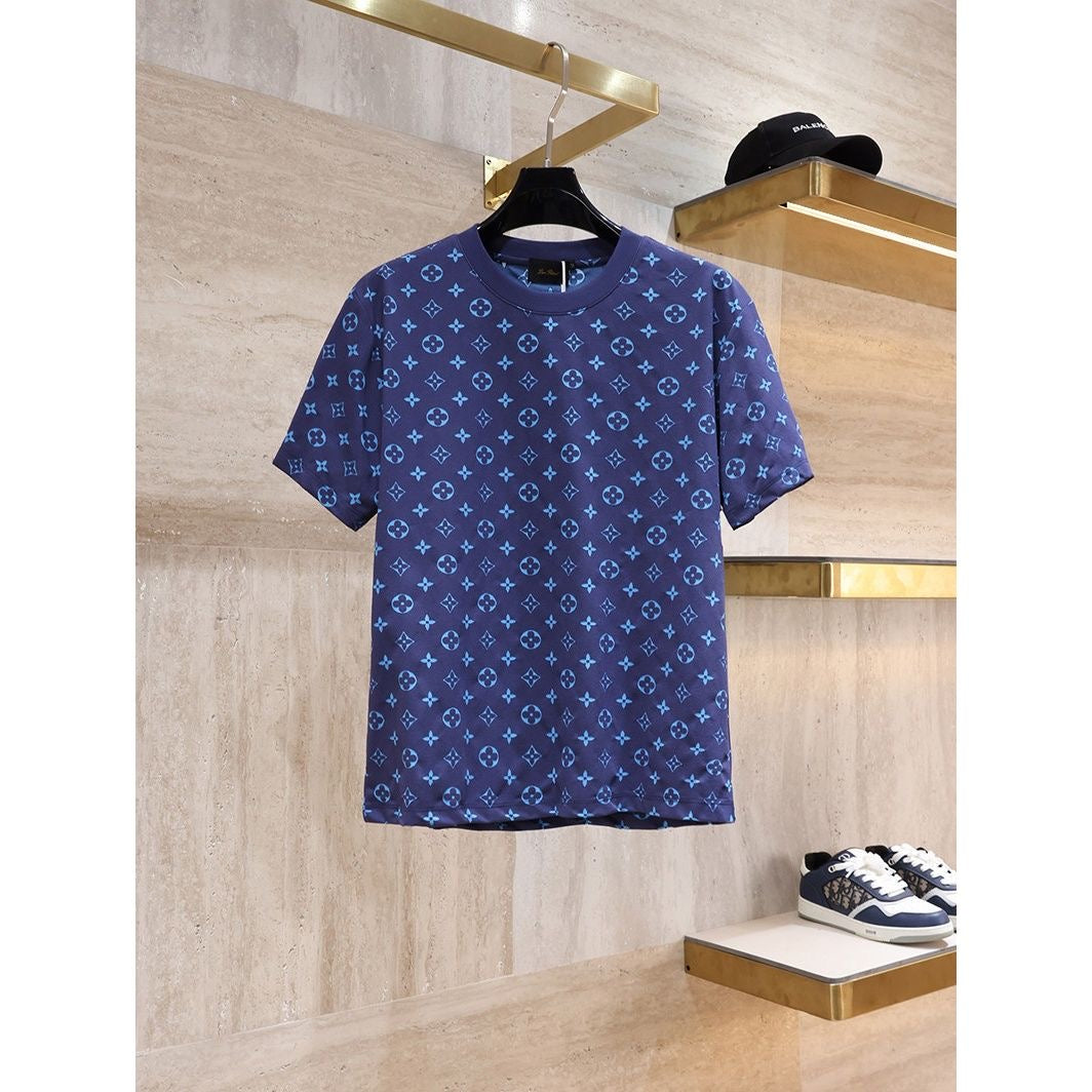 【#A524】Color Tone All Over Print Crew Neck T-Shirt, Multi Color Loose Breathable Casual Men's Short Sleeve Top