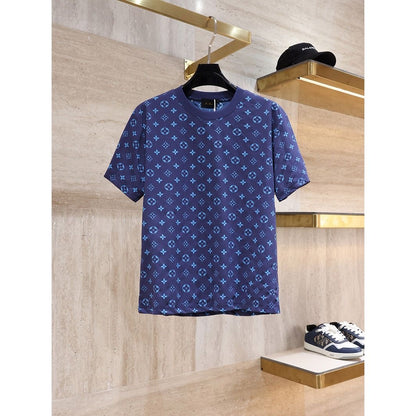 【#A524】Color Tone All Over Print Crew Neck T-Shirt, Multi Color Loose Breathable Casual Men's Short Sleeve Top