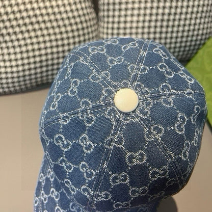 【#A525】Vintage Denim Jacquard Baseball Cap, Classic Webbing Sun Protection Casual Hat
