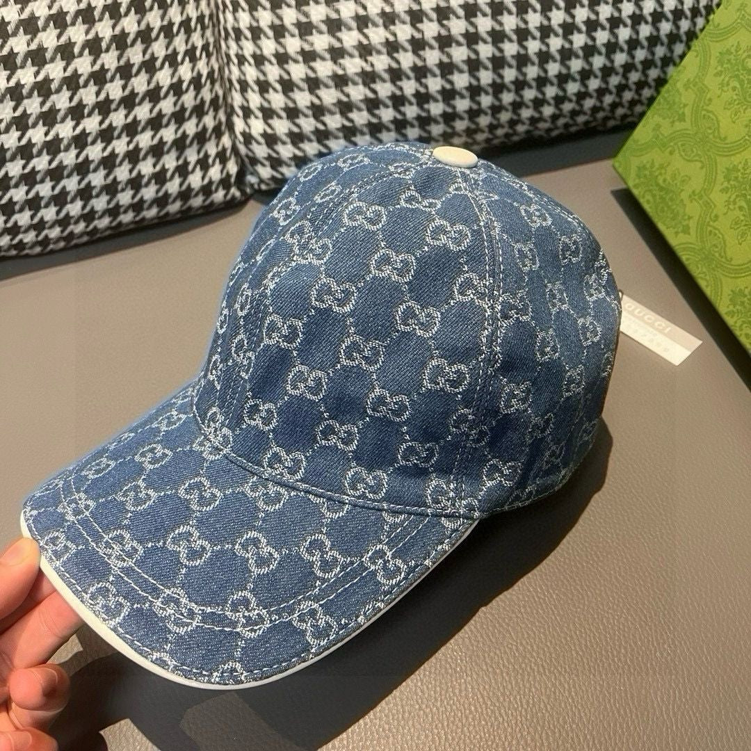 【#A525】Vintage Denim Jacquard Baseball Cap, Classic Webbing Sun Protection Casual Hat