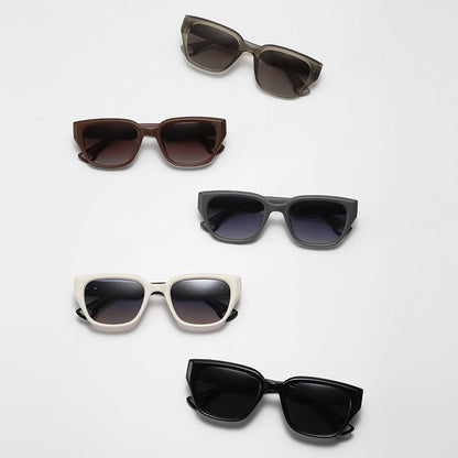 【#A529】Vintage Thick Frame Gradient Polarized Sunglasses, Textured Temple Slim Face UV Protection Shades