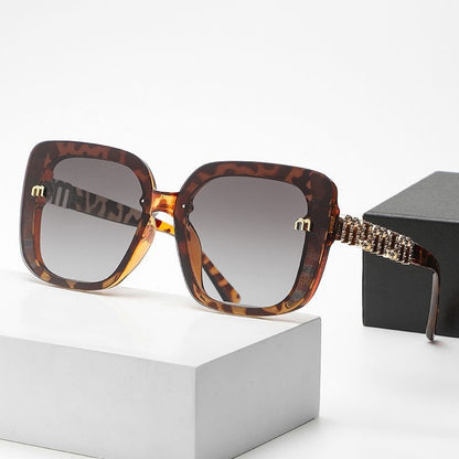 【#A531】Oversized Square Rhinestone Sunglasses for Women Luxury M Logo Gradient Lens Shades Fashion Sparkly Crystal Decor Sun Glasses UV Protection