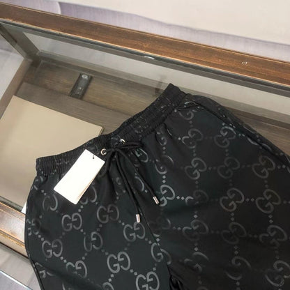 【#A548】Men All Over Dark Print Casual 5 Inch Shorts, Elastic Drawstring Waist Lightweight Quick Dry Breathable Straight Beach Sports Shorts