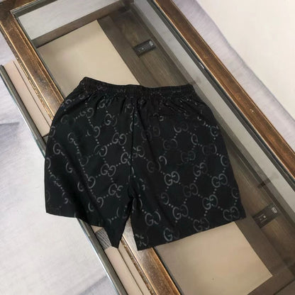 【#A548】Men All Over Dark Print Casual 5 Inch Shorts, Elastic Drawstring Waist Lightweight Quick Dry Breathable Straight Beach Sports Shorts