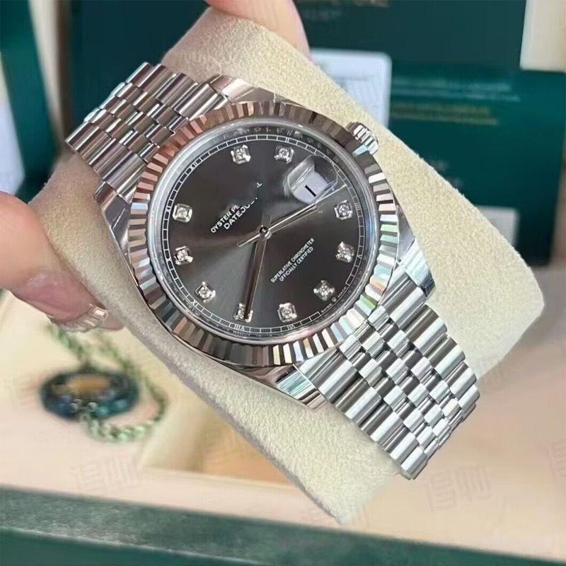 【#A559】Men Business Five-Link Stainless Steel Automatic Mechanical Watch, Fluted Bezel Date Window Luminous Marker Waterproof Versatile Wristwatch Multiple Dials