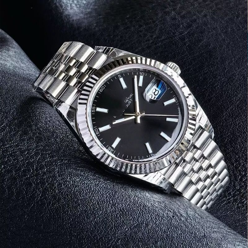 【#A559】Men Business Five-Link Stainless Steel Automatic Mechanical Watch, Fluted Bezel Date Window Luminous Marker Waterproof Versatile Wristwatch Multiple Dials