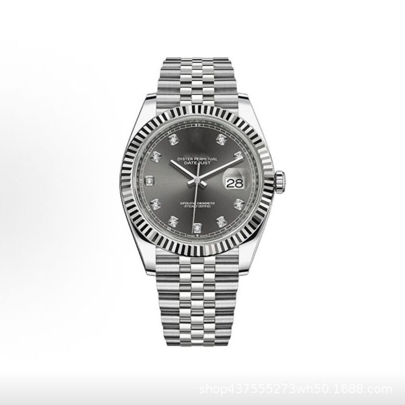 【#A559】Men Business Five-Link Stainless Steel Automatic Mechanical Watch, Fluted Bezel Date Window Luminous Marker Waterproof Versatile Wristwatch Multiple Dials