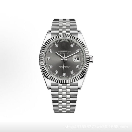 【#A559】Men Business Five-Link Stainless Steel Automatic Mechanical Watch, Fluted Bezel Date Window Luminous Marker Waterproof Versatile Wristwatch Multiple Dials