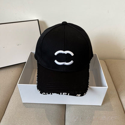 【#A563】Luxury Interlock Embroidery Baseball Cap, Letter Trim Curved Brim Sun Visor Hat Unisex Daily Streetwear 3 Colors