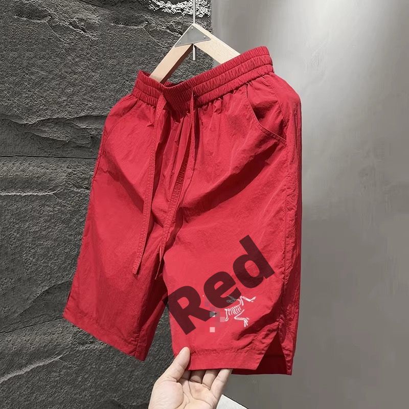 【#A573】Quick Dry Drawstring 5 Inch Shorts Unisex Loose Split Cartoon Print Thin Sports Capri Pants Multi Colors