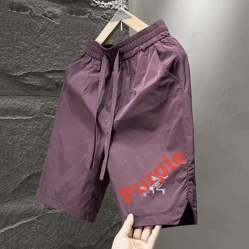 【#A573】Quick Dry Drawstring 5 Inch Shorts Unisex Loose Split Cartoon Print Thin Sports Capri Pants Multi Colors