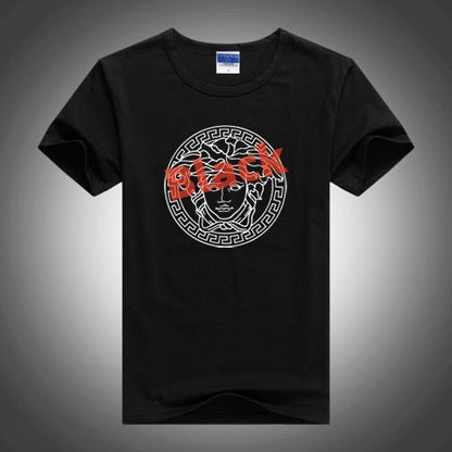【#A575】Men's Crew Neck Short Sleeve T-Shirt With Retro Circular Line Print, Loose Breathable Casual Versatile Top