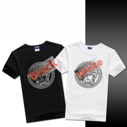 【#A575】Men's Crew Neck Short Sleeve T-Shirt With Retro Circular Line Print, Loose Breathable Casual Versatile Top
