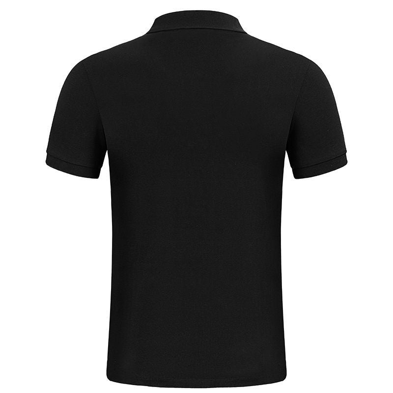 Men's Short Sleeve Polo Shirt With Exquisite Golden Embroidery, Breathable Pique Cotton Business Casual Lapel Top