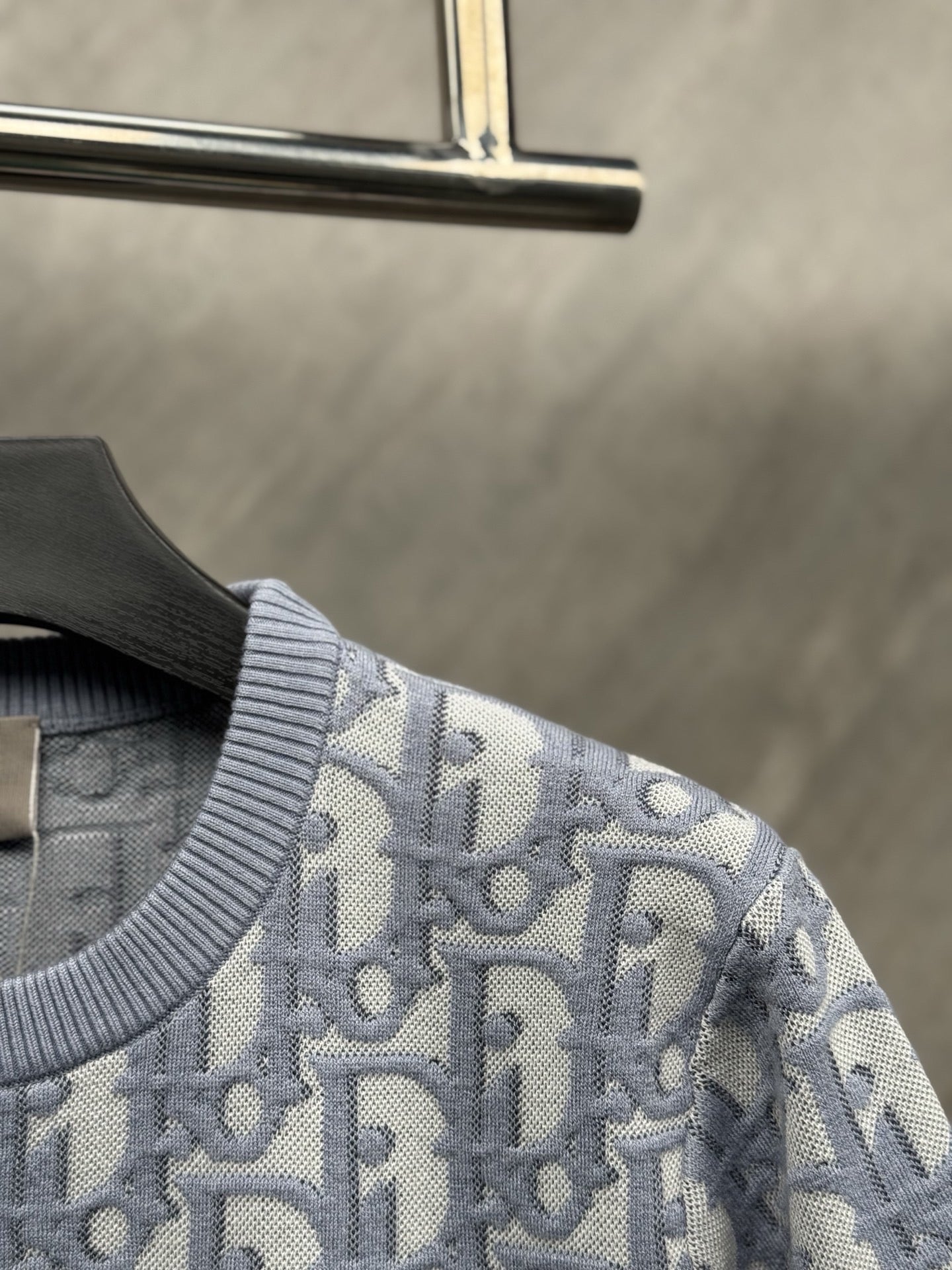 【#A586】Men's Crew Neck Knit Short Sleeve Top With All Over Jacquard Print, Thin Breathable Casual Knit Tee