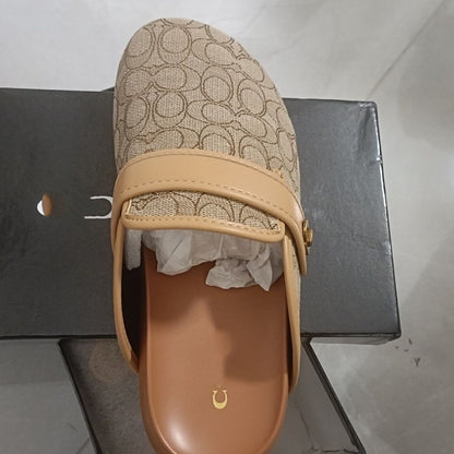【#A589】Women's Vintage Printed Mule Slippers, Flat Strap Buckle Slip On Loafer Slide Sandals