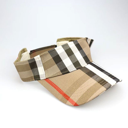 【#A593】Vintage Plaid Visor Sun Hat, Unisex Outdoor Running Sport Empty Top Cap