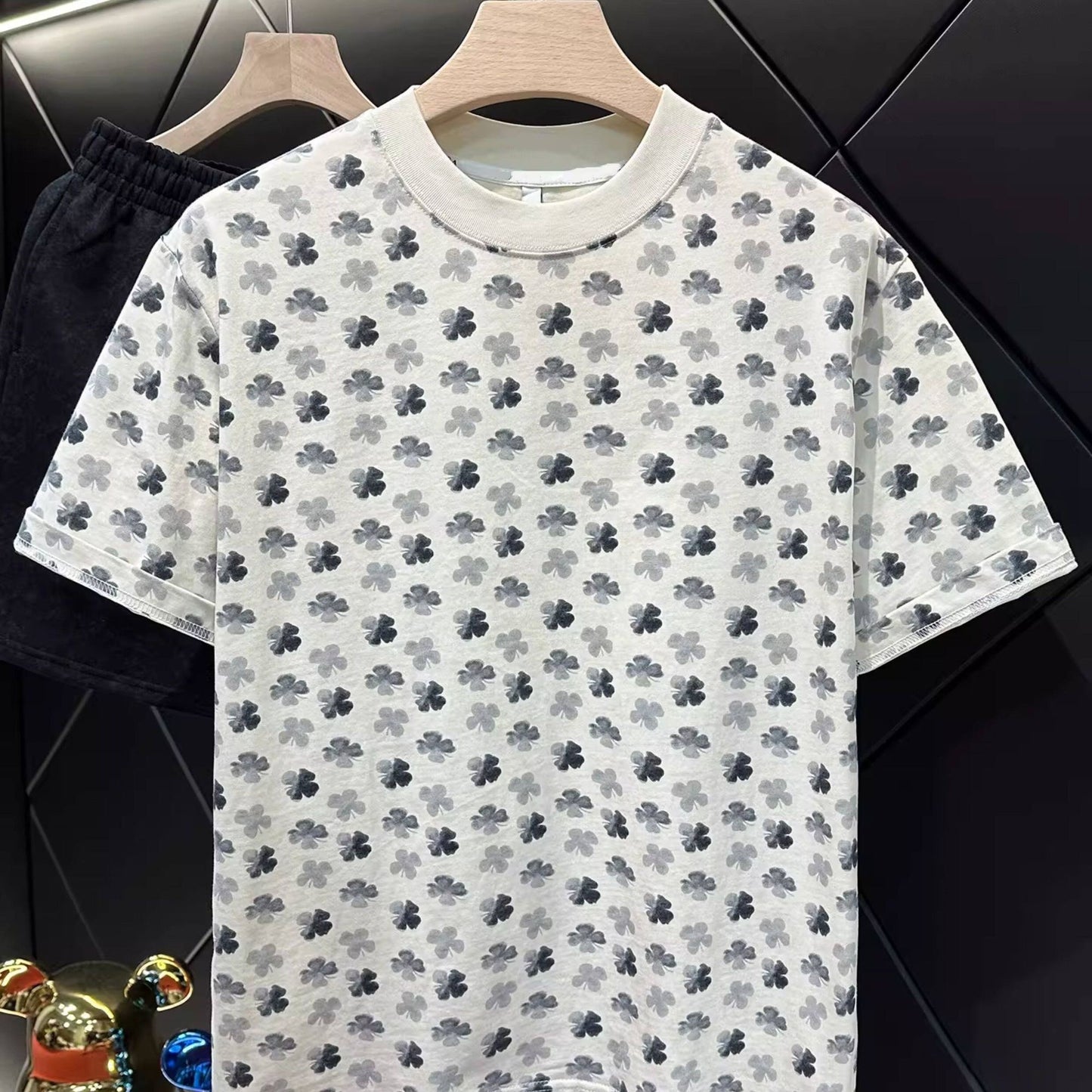 【#A597】Men Women Vintage Floral Print Crew Neck T-Shirt, Loose Casual Short Sleeve Top