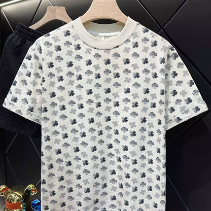 【#A597】Men Women Vintage Floral Print Crew Neck T-Shirt, Loose Casual Short Sleeve Top