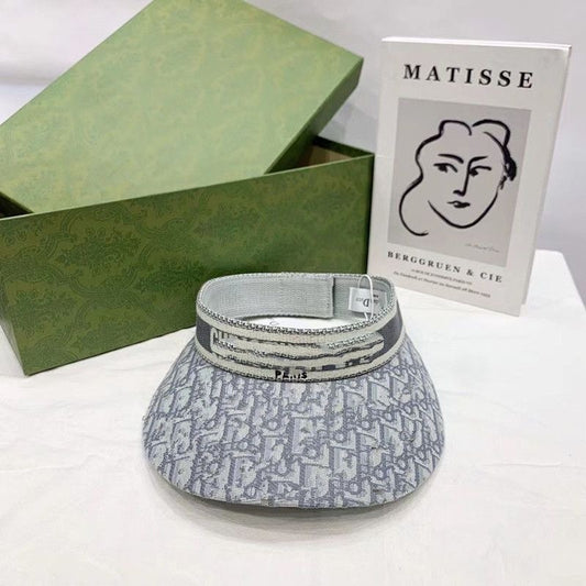 【#A599】Vintage Jacquard Print Visor Hat With Decorative Strap, Women Breathable Outdoor Sun Visor