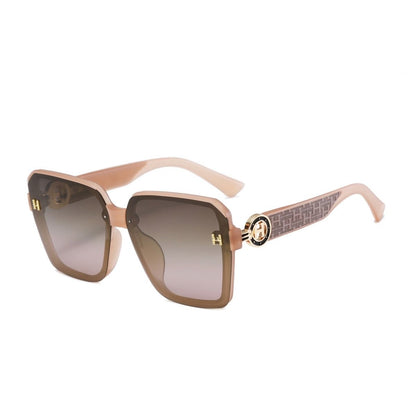 【#A606】Vintage Square Gradient Lens Sunglasses, Women Luxury Embossed Temple UV Protection Shades