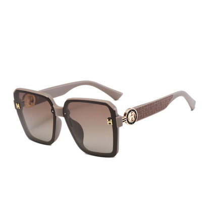 【#A606】Vintage Square Gradient Lens Sunglasses, Women Luxury Embossed Temple UV Protection Shades