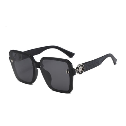 【#A606】Vintage Square Gradient Lens Sunglasses, Women Luxury Embossed Temple UV Protection Shades
