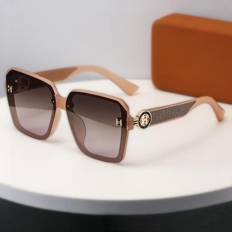 【#A606】Vintage Square Gradient Lens Sunglasses, Women Luxury Embossed Temple UV Protection Shades