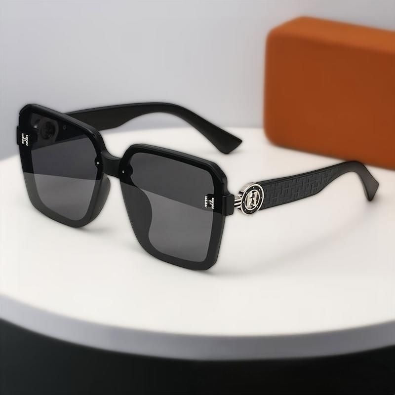 【#A606】Vintage Square Gradient Lens Sunglasses, Women Luxury Embossed Temple UV Protection Shades