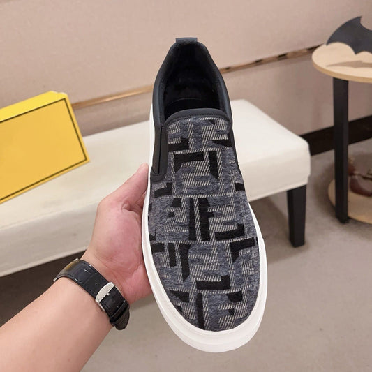 【#A619】Vintage Monogram Slip-On Sneakers, Unisex Trendy Animal Print Breathable Flat Loafers