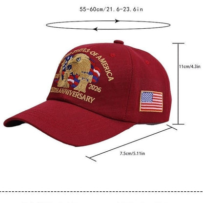 American Eagle 3D Embroidery Baseball Cap, 2026 Anniversary Flag Patch Outdoor Sun Visor Hat