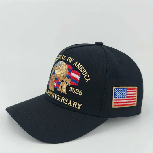 【#A631】American Eagle 3D Embroidery Baseball Cap, 2026 Anniversary Flag Patch Outdoor Sun Visor Hat