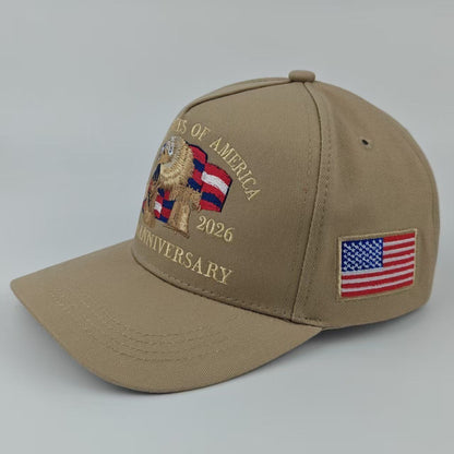 American Eagle 3D Embroidery Baseball Cap, 2026 Anniversary Flag Patch Outdoor Sun Visor Hat