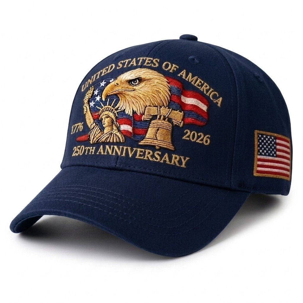 American Eagle 3D Embroidery Baseball Cap, 2026 Anniversary Flag Patch Outdoor Sun Visor Hat