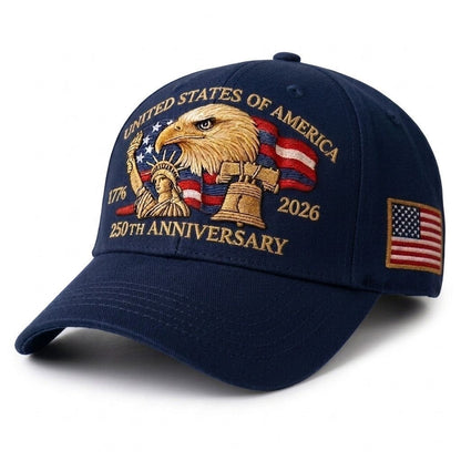 American Eagle 3D Embroidery Baseball Cap, 2026 Anniversary Flag Patch Outdoor Sun Visor Hat