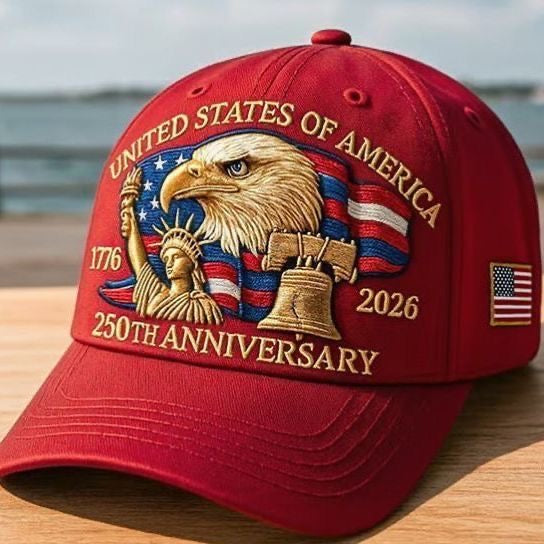 American Eagle 3D Embroidery Baseball Cap, 2026 Anniversary Flag Patch Outdoor Sun Visor Hat