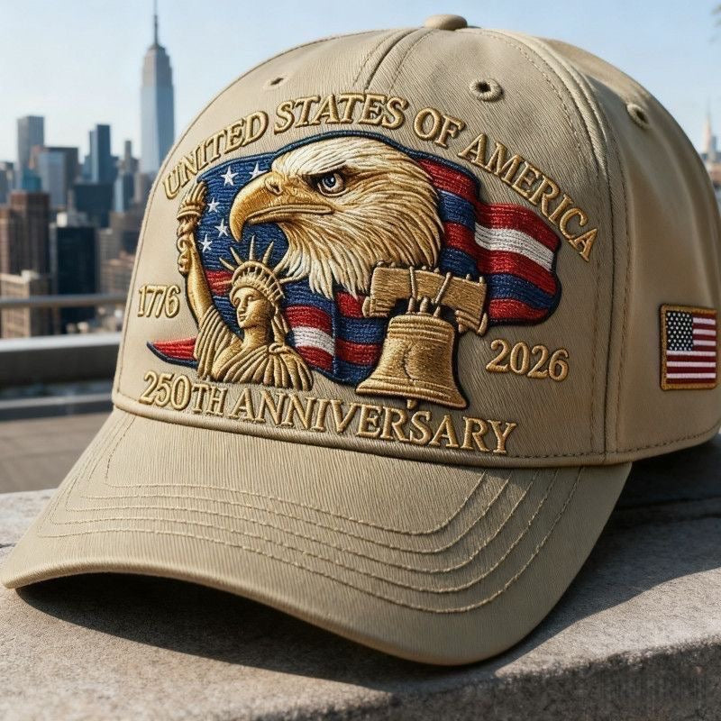 American Eagle 3D Embroidery Baseball Cap, 2026 Anniversary Flag Patch Outdoor Sun Visor Hat